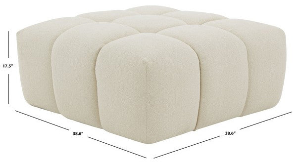 Safavieh Couture Petryna Boucle Tufted Ottoman Creme