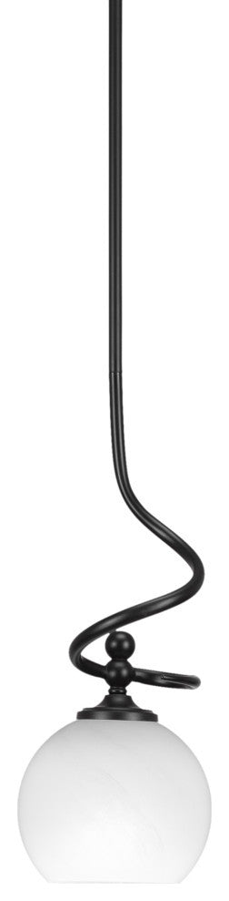 Capri 1-Light Mini Pendant with Hang Straight Swivel, Matte Black/White Marble
