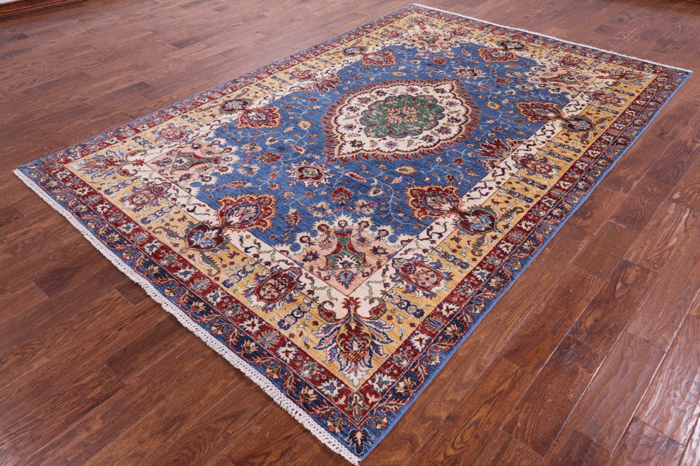6' 9" X 10' 1" Hand Knotted Persian Tabriz Wool Rug Q10001