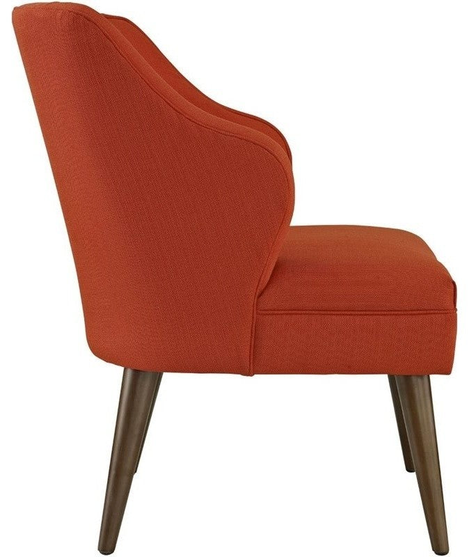 Modern Atomic Red Swell Upholstered Fabric Armchair
