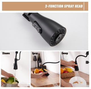 Kitchen Faucet Sink Mixer Faucet Pull Down Sprayer Single Handle 1.8 GPM, Matte Black