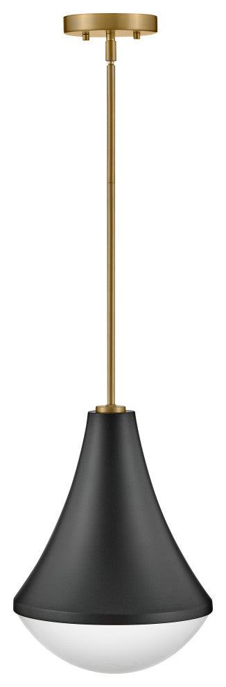 Lark Haddie 11" Modern Pendant Light, Black + Lacquered Brass