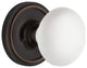 Single Classic Rosette With White Porcelain Knob, Bright Chrome, Timeless Bronze