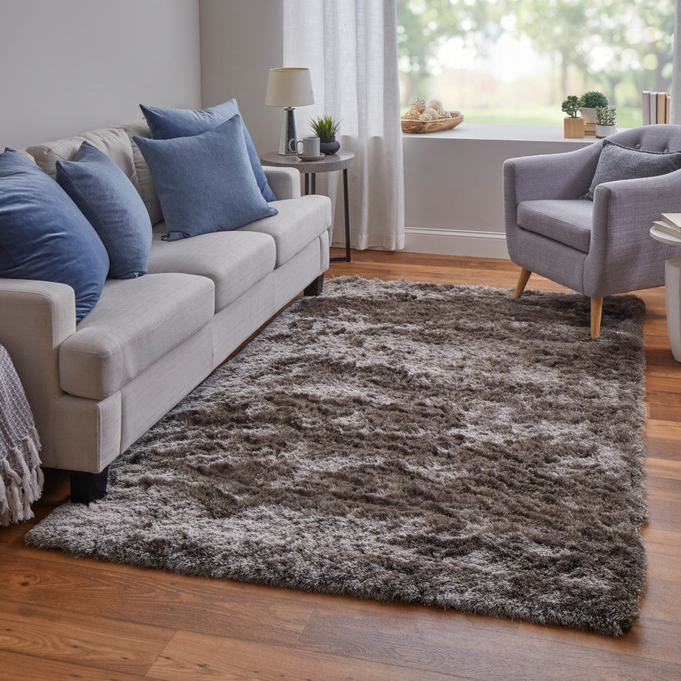 Weave & Wander Armada Plush Shag Rug, Gray, 4'9"x7'6"