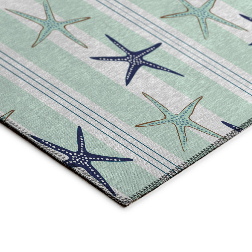 Indoor/Outdoor Seabreeze SZ12 Mist Machine Washable 8' x 8' Round Rug
