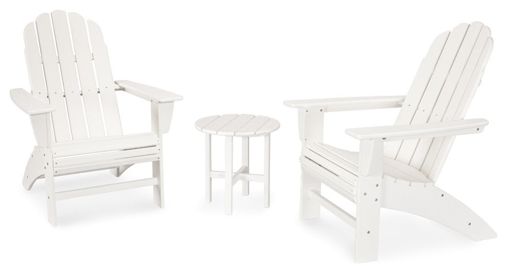 POLYWOOD Vineyard 3-Piece Curveback Adirondack Set, White