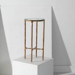 Safavieh Couture Jessa Forged Metal Tall Round End Table, Brass