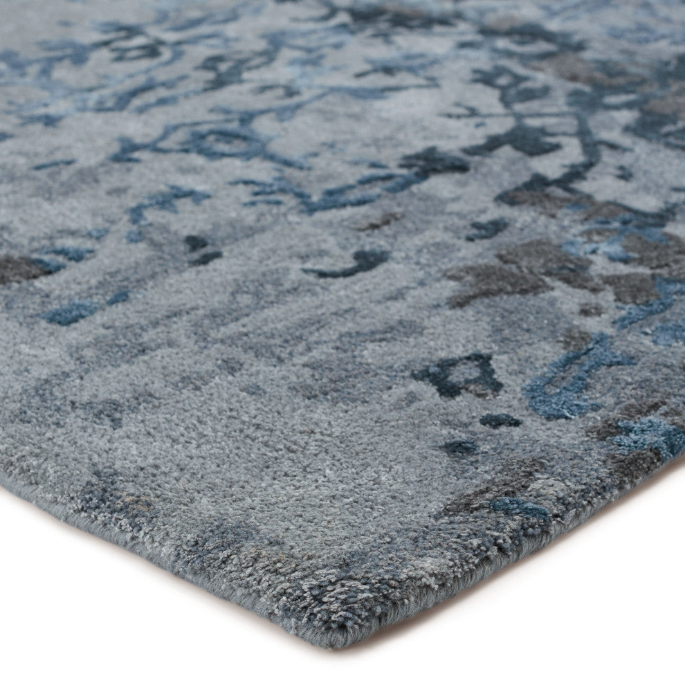 Ballare Handmade Abstract Blue/ Gray Area Rug 9'X12'