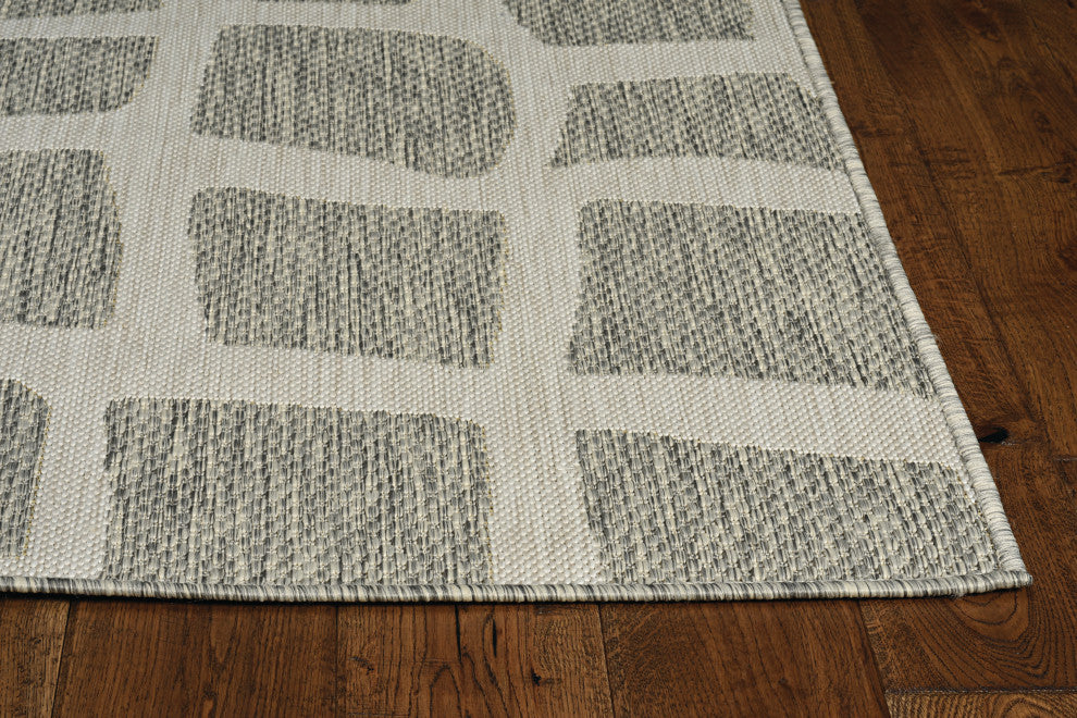 KAS Provo 5768 Ivory/Gray Bedrock Area Rug, 7'10" Round