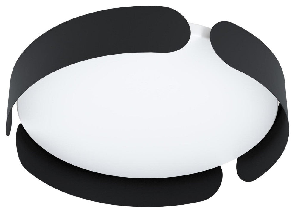 Valcasotto, 1 Light Ceiling Light, Black, White Acrylic Shade, Integrated LED