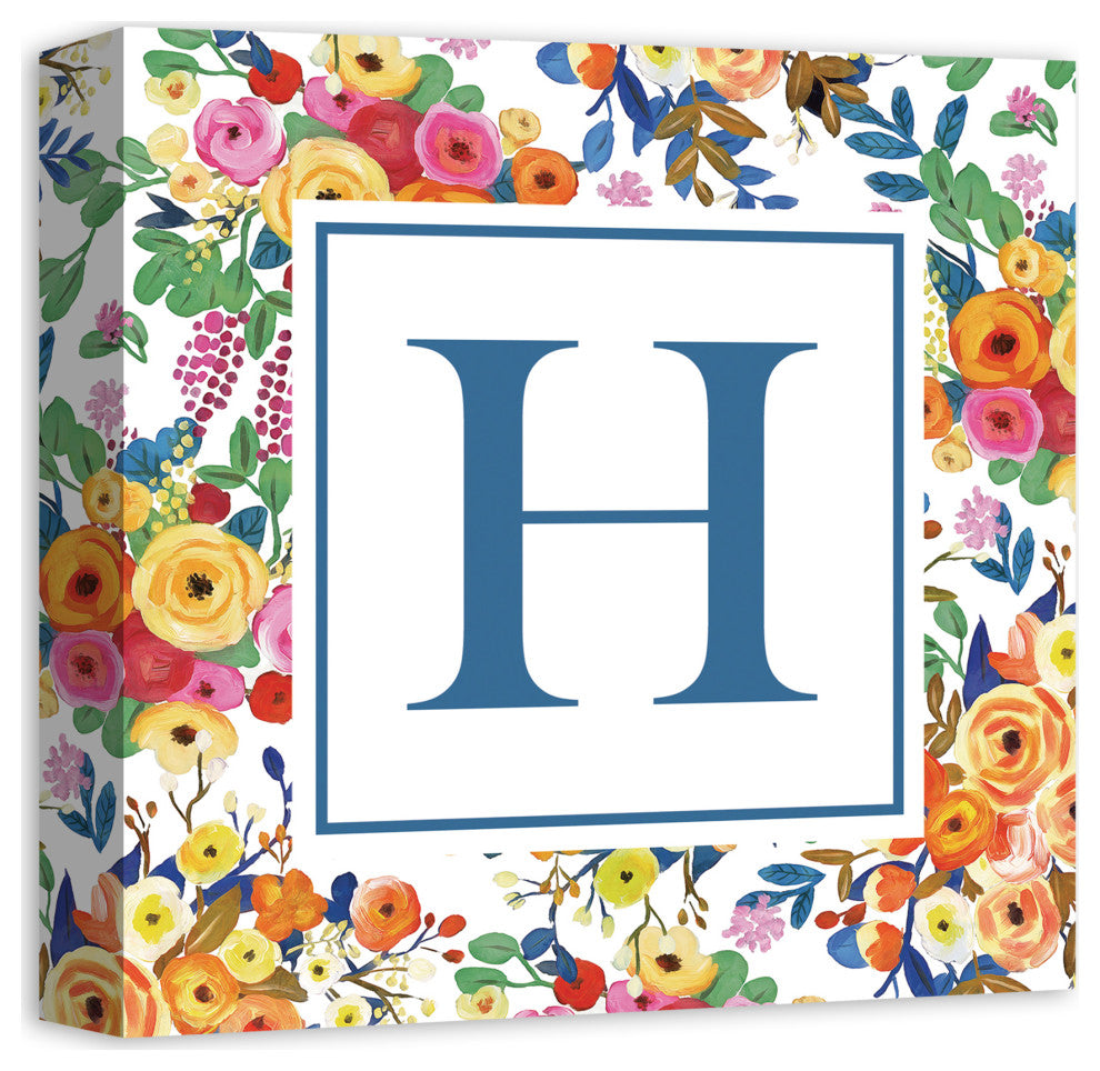 Wildflower Monogram - H 12x12 Canvas Wall Art