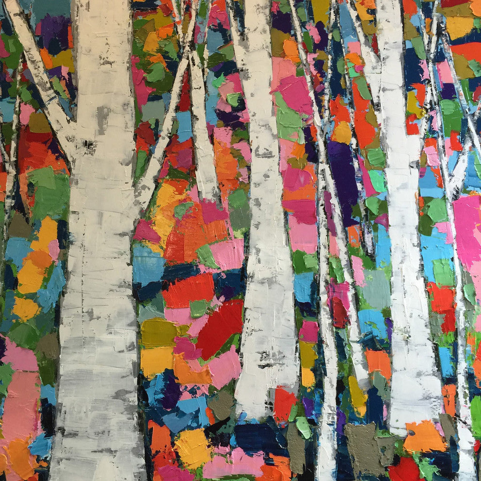 "Gray Birches" Painting Print on Wrapped Canvas, 48"x48"