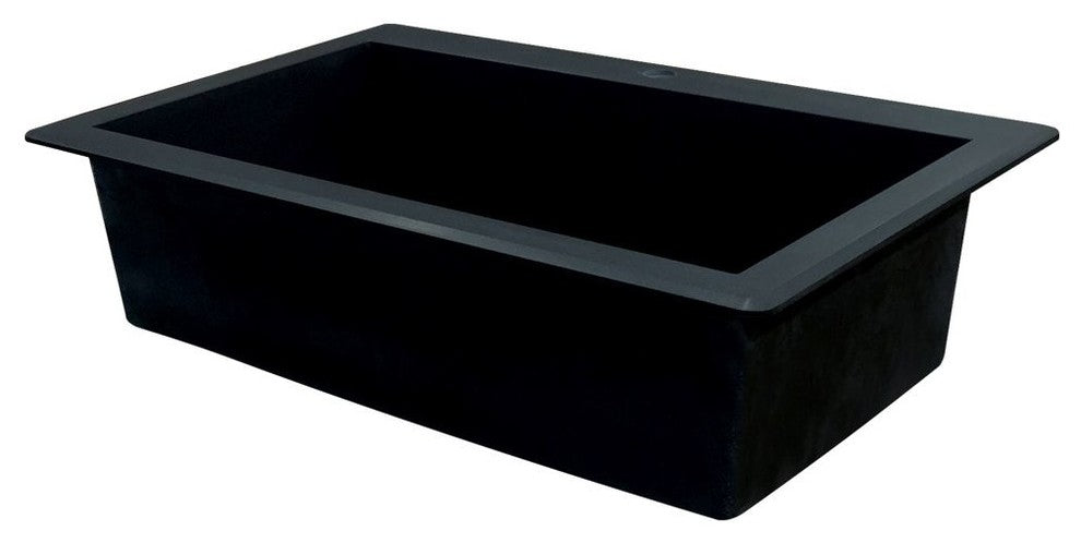 Radius 33" silQ Granite Drop-in Single Bowl Kitchen Sink with 5 Holes in Black