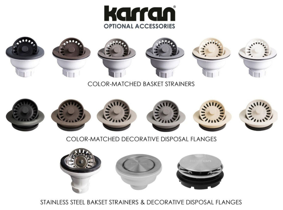 Karran USA QX-680 Quartz Top Mount Sinks 18" Undermount Single - Brown