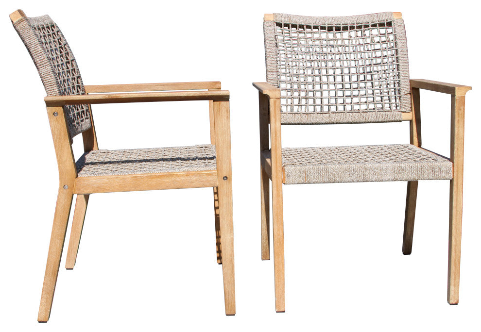 Wheat Rope and Antique Wash Eucalyptus Dining Chair, Set of 2