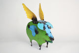 Recycled Metal Flying Pig, Multi-Colored, Small
