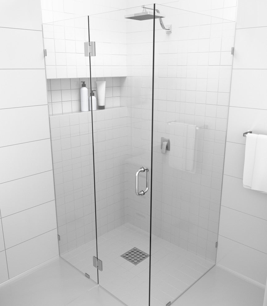 78"x40"x44" Frameless 90 Degree Shower Enclosure Glass Hinge, Polished Chrome