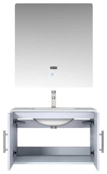 Geneva Transitional Glossy White 30" Single Vanity Set