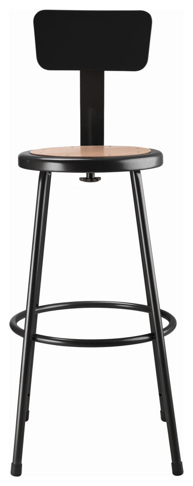 NPS 30" Heavy Duty Steel Stool With Backrest, Black