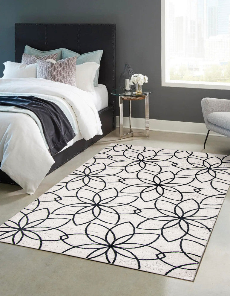 Aqua Terali Area Rug, Ivory, 8'x10'