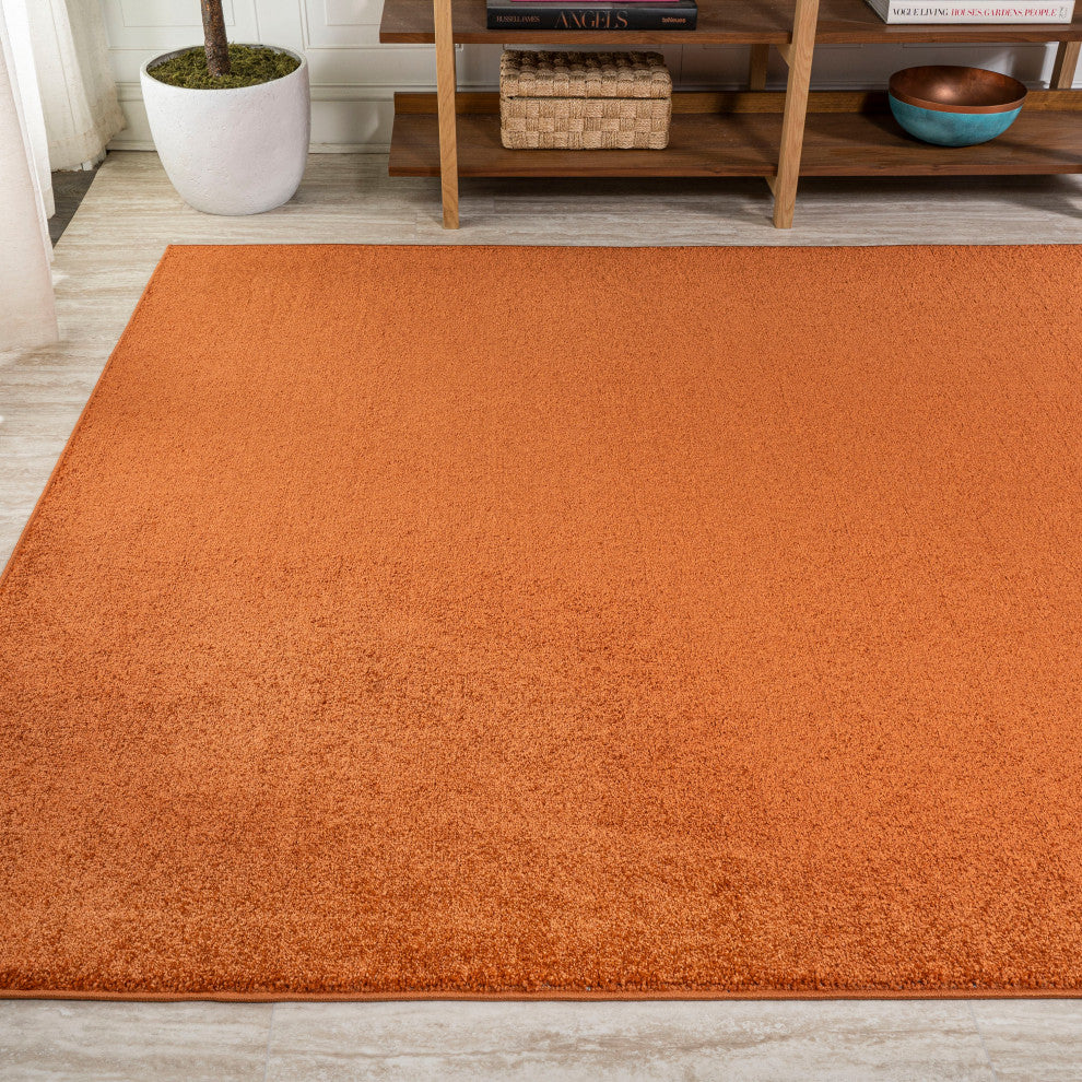Haze Solid Low-Pile Orange 9 ft. x 12 ft. Area Rug