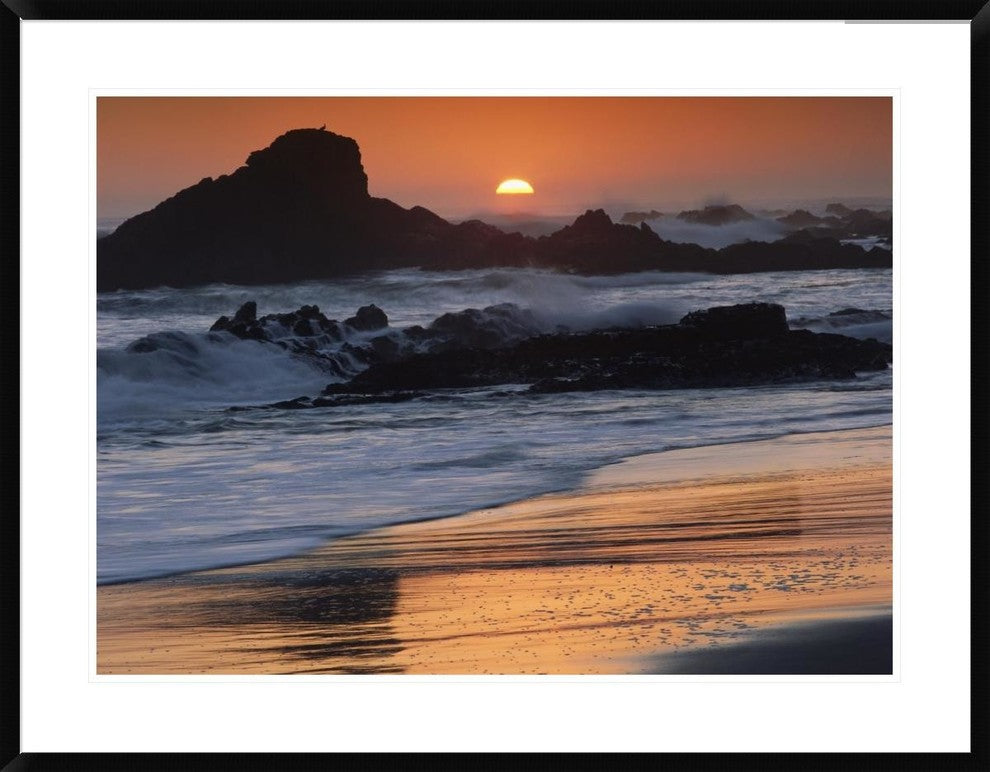 Crashing Surf On Rocks At Sunset, Point Piedras Blancas, California, 38"x30"