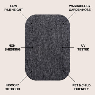 Miles Modern Minimalist Radius Corner Solid Indoor/Outdoor Shaped Area Rug