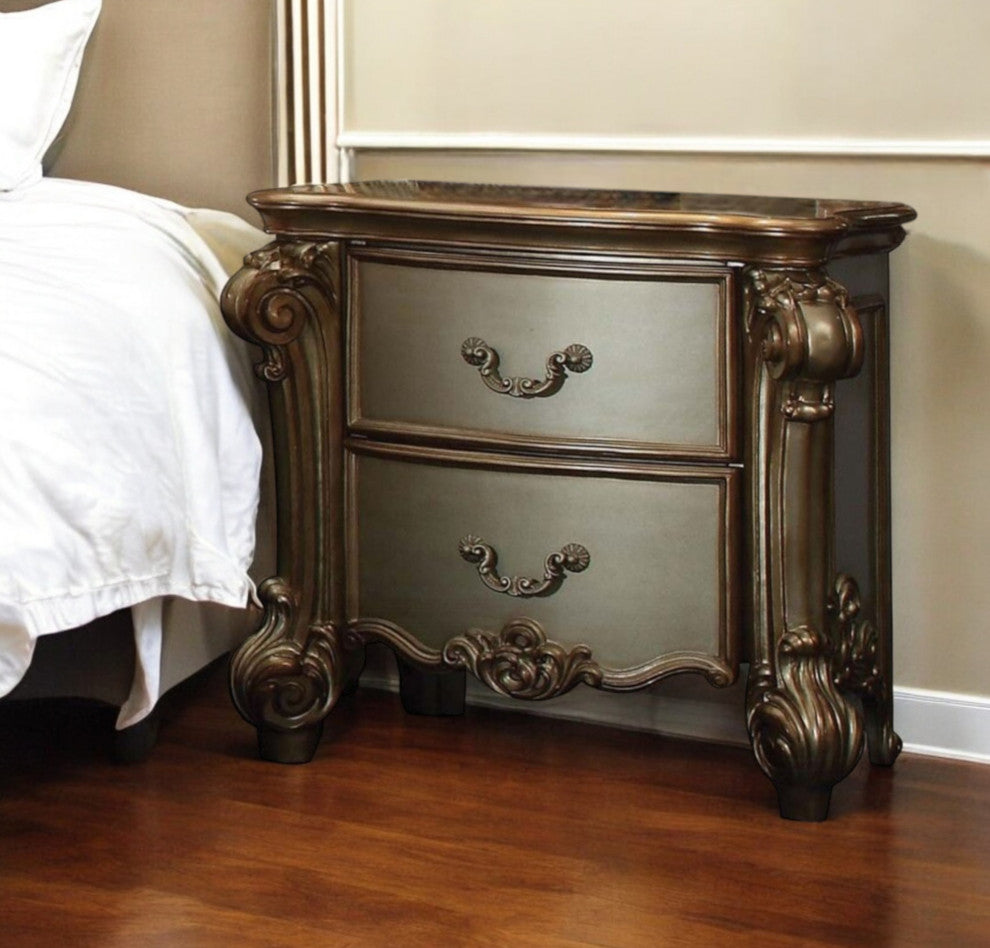 30" Bone Two Drawers Nightstand