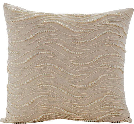 Throw Pillow Covers 26" x 26" Pillowcase Beige Cotton Abstract - Pearl Charmer