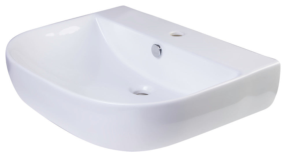 ALFI brand AB111 24" White D-Bowl Porcelain Wall Mounted Bath Sink