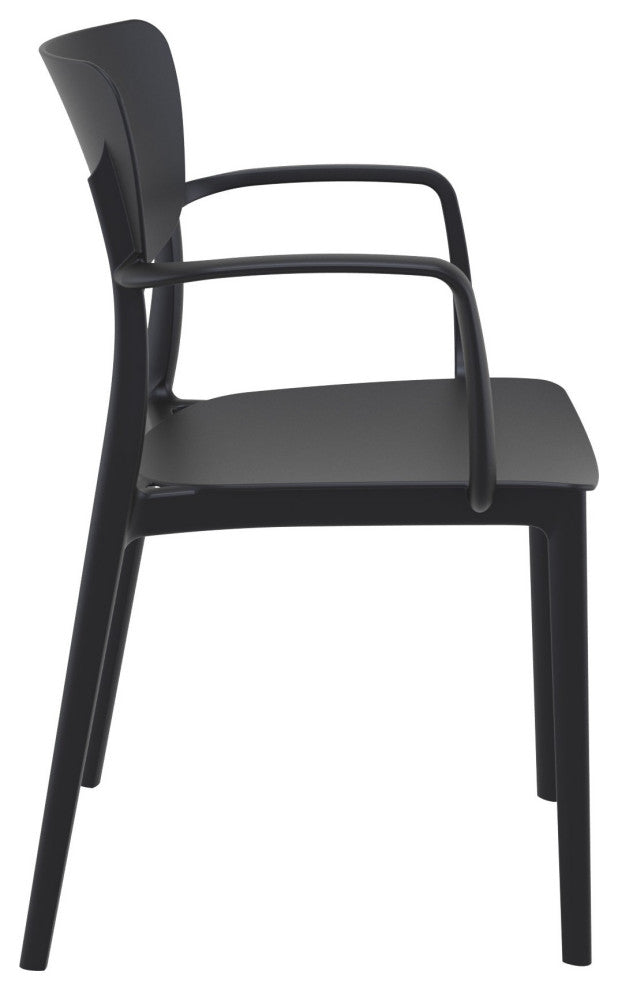 Lisa Outdoor Dining Arm Chair, Set of 2, Black
