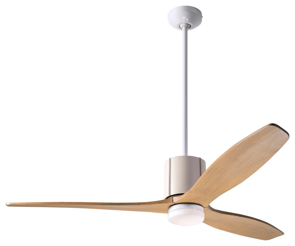 LeatherLuxe Fan, White/Ivory, 54" Maple Blade With LED, Wall/Remote Control