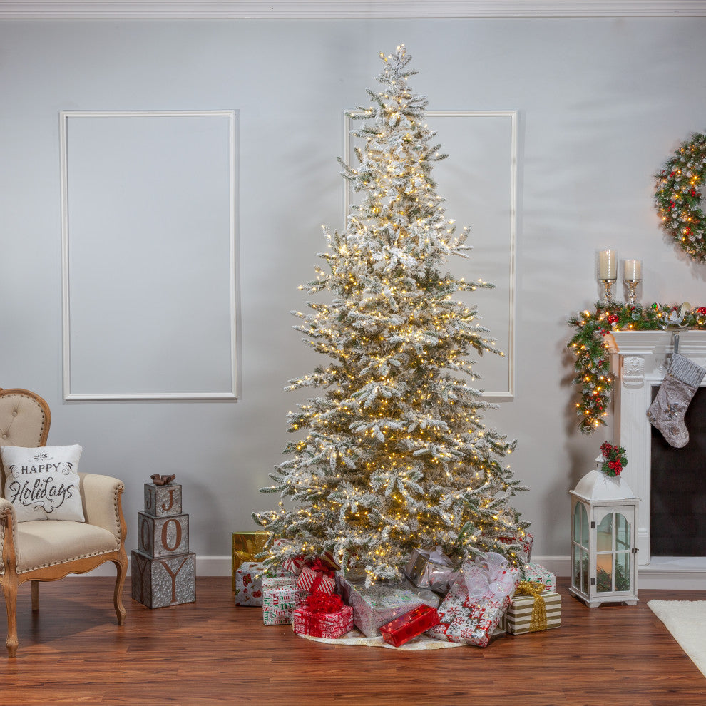 9' Flocked Pre-Lit Mounta" Pine