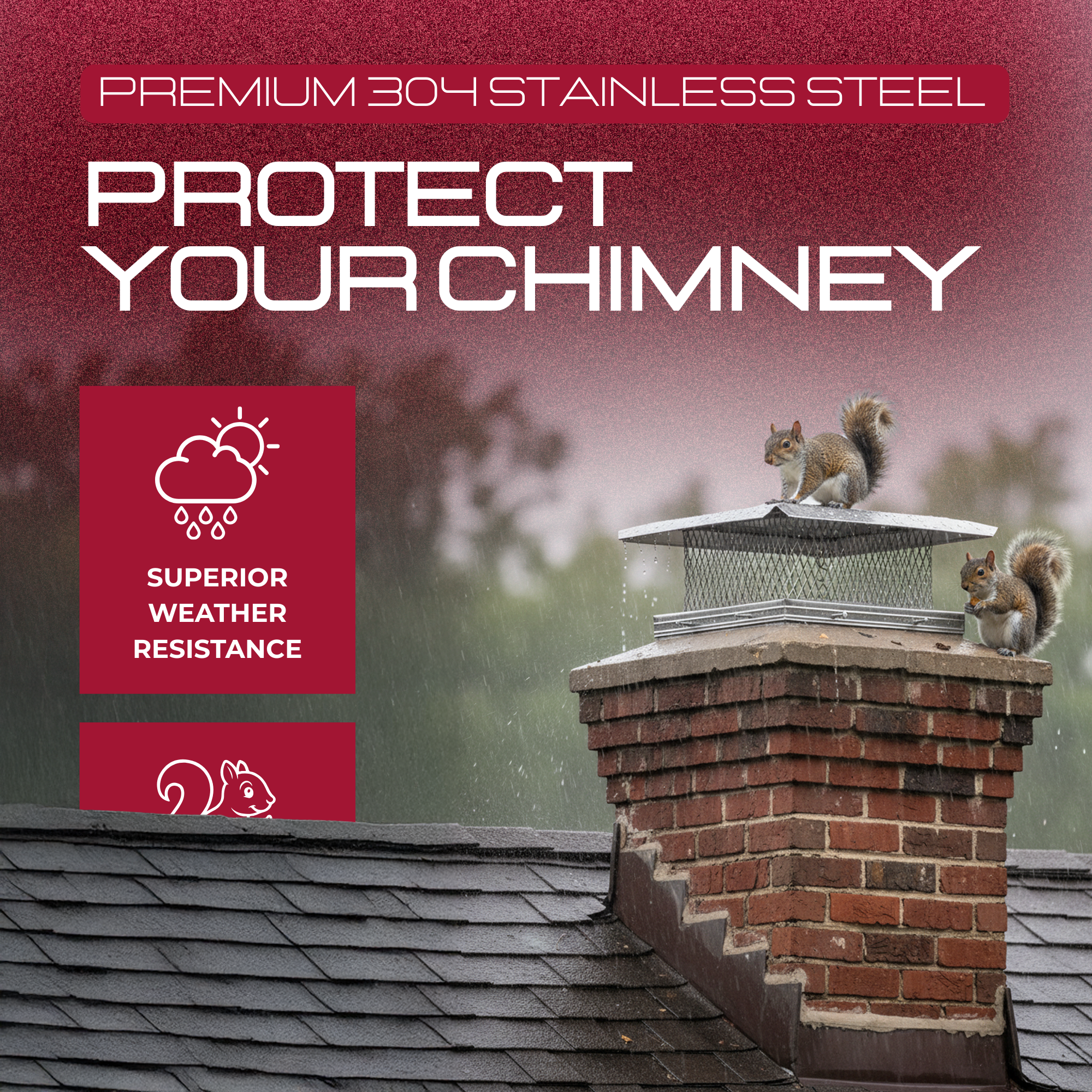 Stainless Steel Chimney Cap, 18"x18"