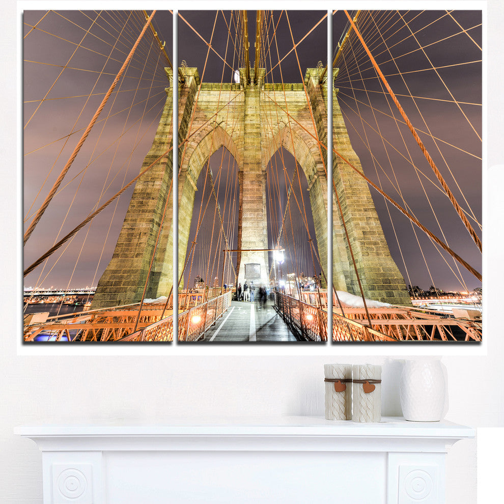 "Brooklyn Bridge Tower and Cabling" Metal Wall Art, 3 Panels, 36"x28"