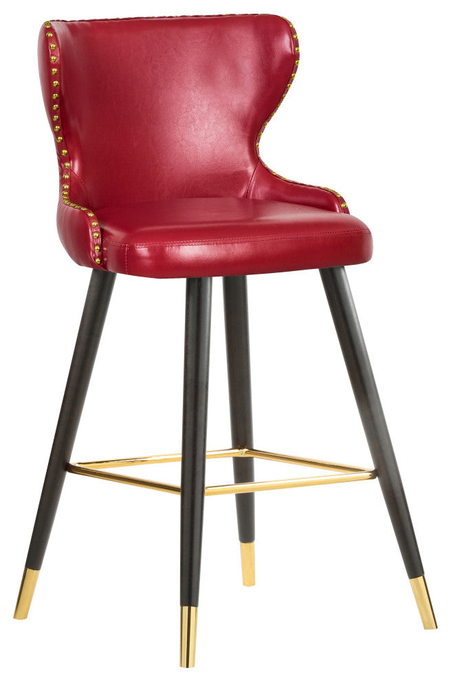 Hendrix Faux Leather Upholstered Bar Stool, Set of 2, Red