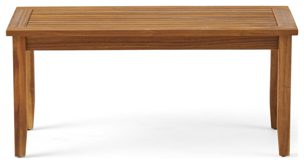 GDF Studio Keanu Outdoor Acacia Wood Loveseat and Coffee Table Set With Cushions, Beige