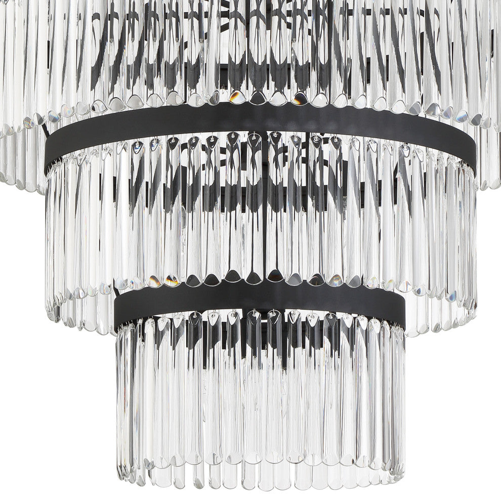 Emory 22-Light Black Forged Chandelier, Clear Glass