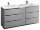 Fresca Lazzaro 72" Double Sink Cabinet With Integrated Sinks