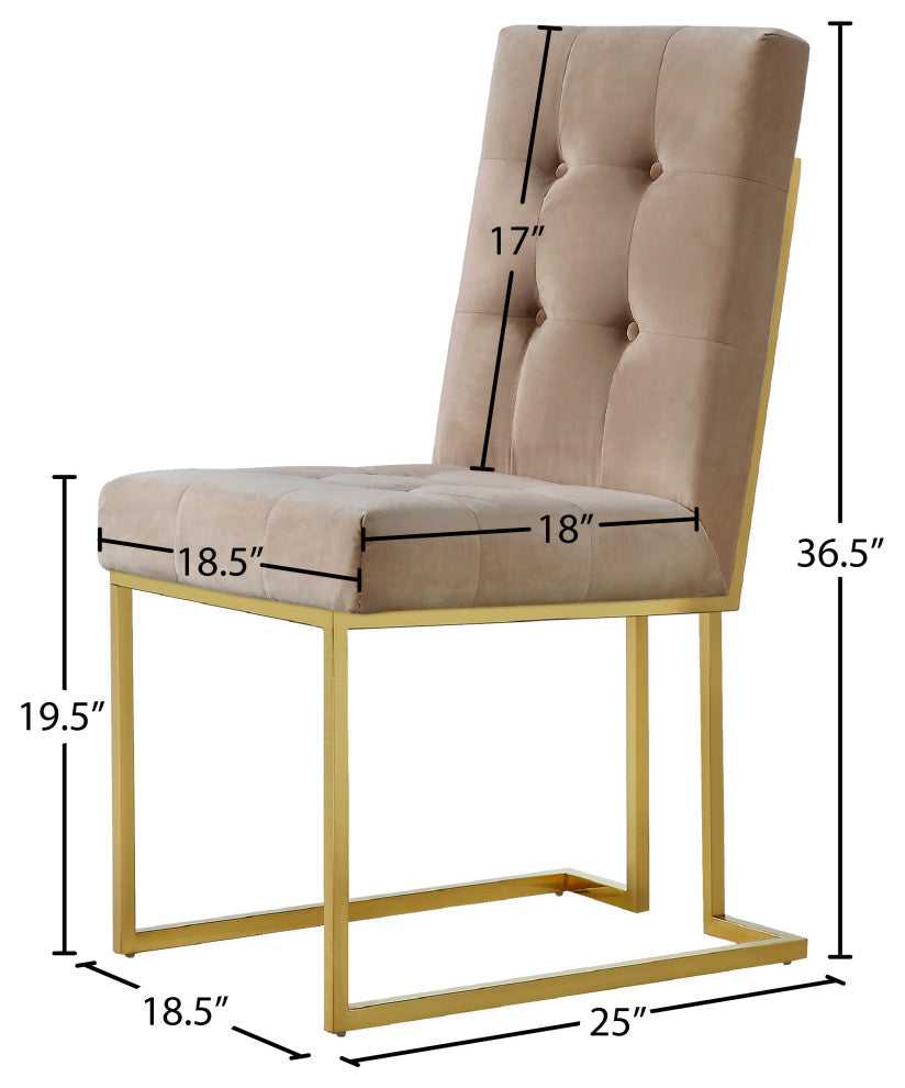 Pierre Velvet Upholstered Dining Chair (Set of 2), Beige