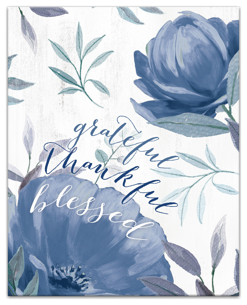 Grateful Thankful Blessed 16x20 Canvas Wall Art