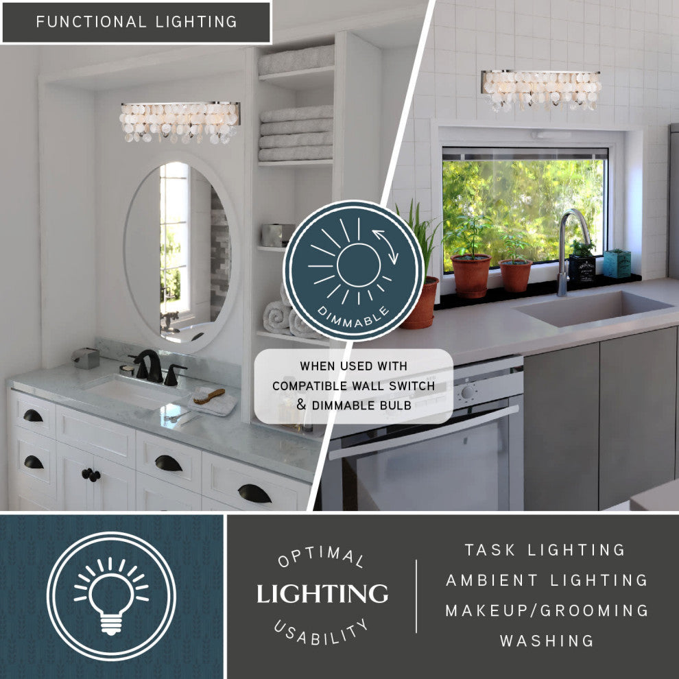 Elsa Capiz Shell 4-Light Vanity Satin Nickel