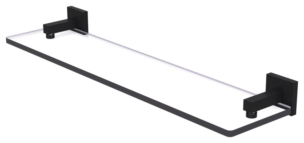 Montero 22" Glass Vanity Shelf, Beveled Edges, Matte Black