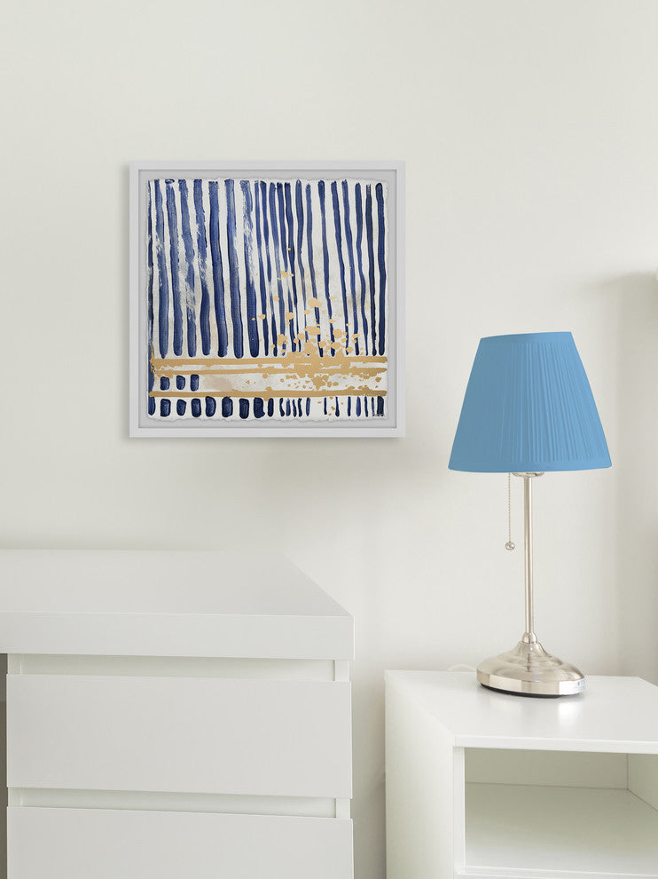 "Blue Verticals" Framed Painting Print, 32"x32"