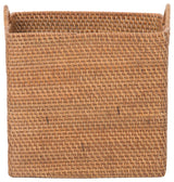 Loma Rectangular Tall Decorative Rattan Storage Basket with Ear Handles, Small, Honey Brown