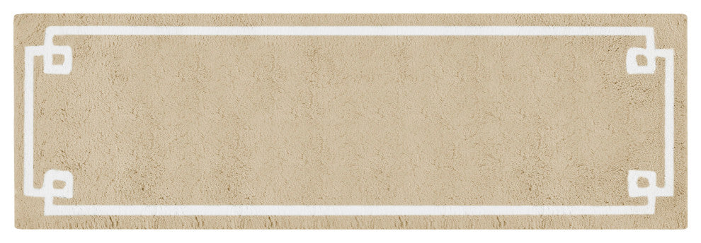 Madison Park Evan High Pile Bordered Bathroom Rug, Blue, Taupe, Runner