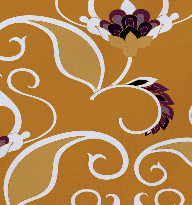 West Indies, Floral Print Placemat, Gold