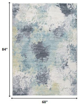 5"x8" Blue Yellow Abstract Sky Area Rug