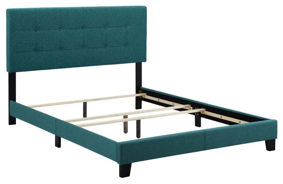 Teal Amira King Upholstered Fabric Bed