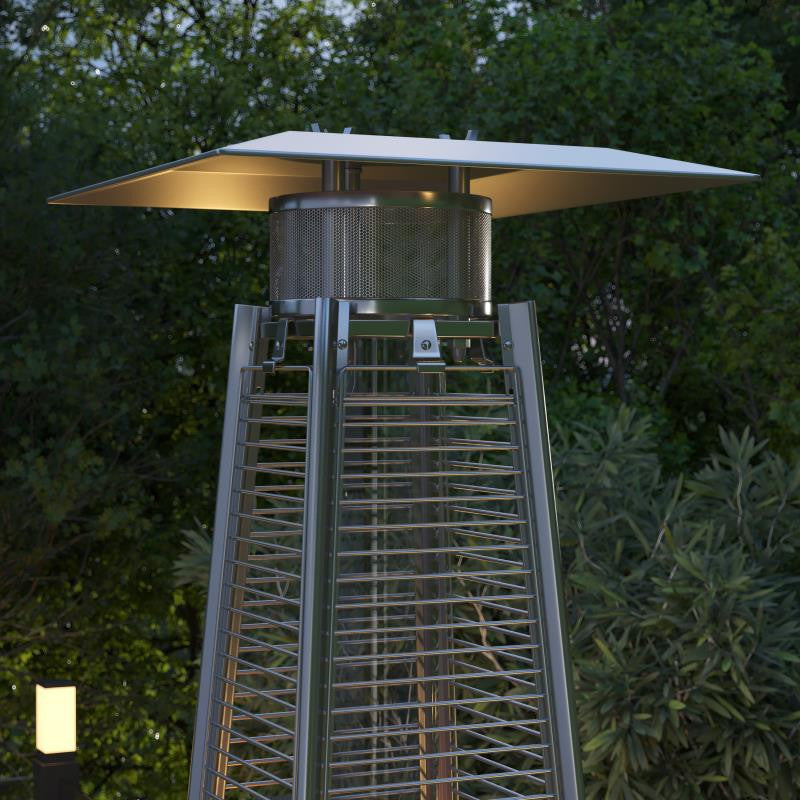 Sol Patio Outdoor Stainless Steel Pyramid 42,000 BTU Propane Heater With Wheels, Slate Gray